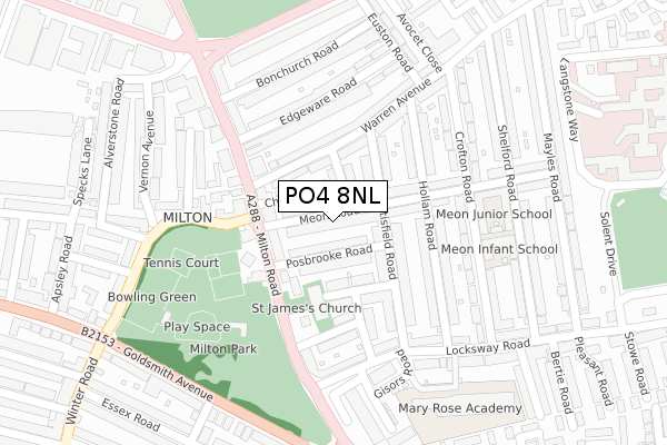 PO4 8NL map - large scale - OS Open Zoomstack (Ordnance Survey)