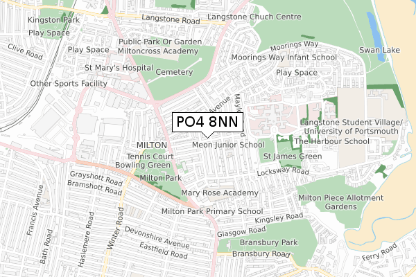 PO4 8NN map - small scale - OS Open Zoomstack (Ordnance Survey)