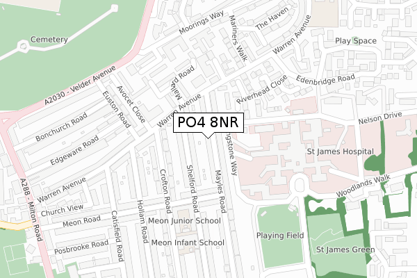 PO4 8NR map - large scale - OS Open Zoomstack (Ordnance Survey)