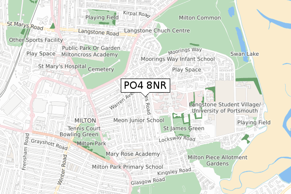 PO4 8NR map - small scale - OS Open Zoomstack (Ordnance Survey)