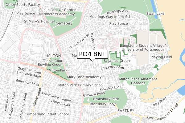 PO4 8NT map - small scale - OS Open Zoomstack (Ordnance Survey)