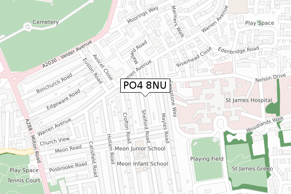 PO4 8NU map - large scale - OS Open Zoomstack (Ordnance Survey)