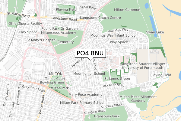 PO4 8NU map - small scale - OS Open Zoomstack (Ordnance Survey)