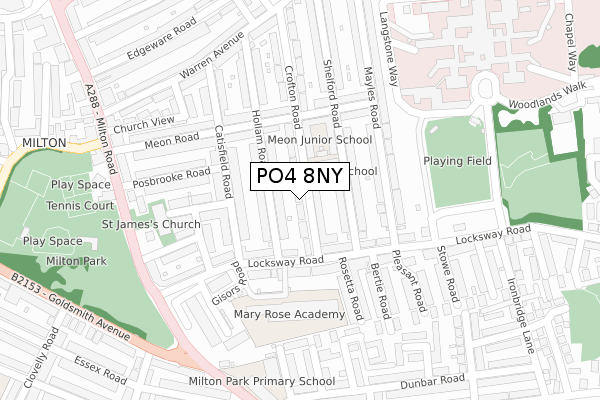 PO4 8NY map - large scale - OS Open Zoomstack (Ordnance Survey)