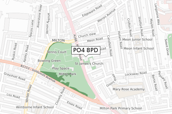 PO4 8PD map - large scale - OS Open Zoomstack (Ordnance Survey)