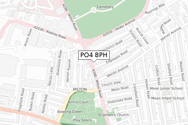 PO4 8PH map - large scale - OS Open Zoomstack (Ordnance Survey)