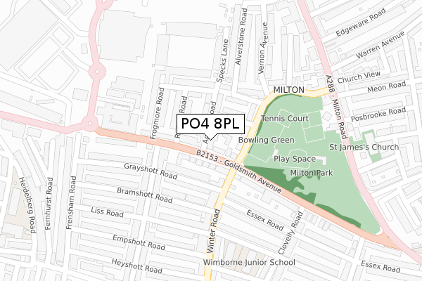 PO4 8PL map - large scale - OS Open Zoomstack (Ordnance Survey)