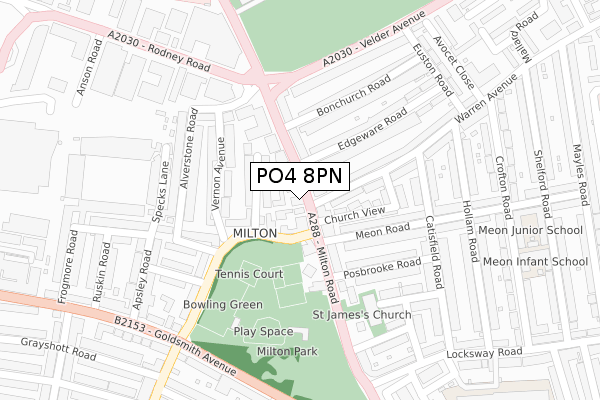 PO4 8PN map - large scale - OS Open Zoomstack (Ordnance Survey)