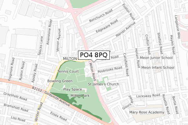 PO4 8PQ map - large scale - OS Open Zoomstack (Ordnance Survey)