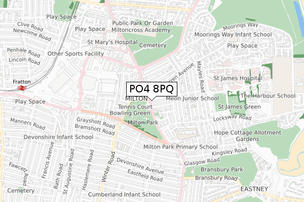 PO4 8PQ map - small scale - OS Open Zoomstack (Ordnance Survey)