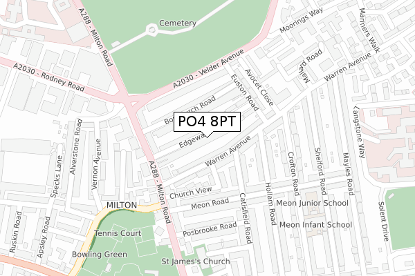 PO4 8PT map - large scale - OS Open Zoomstack (Ordnance Survey)