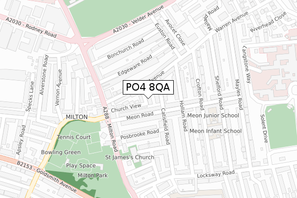 PO4 8QA map - large scale - OS Open Zoomstack (Ordnance Survey)