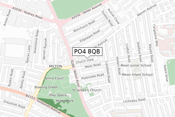 PO4 8QB map - large scale - OS Open Zoomstack (Ordnance Survey)