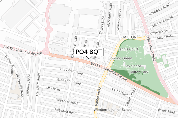 PO4 8QT map - large scale - OS Open Zoomstack (Ordnance Survey)