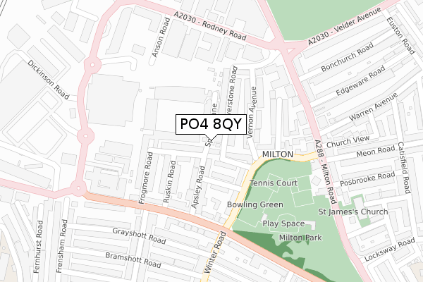 PO4 8QY map - large scale - OS Open Zoomstack (Ordnance Survey)