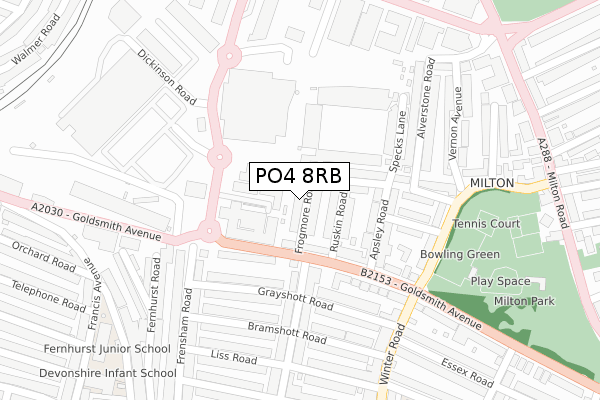 PO4 8RB map - large scale - OS Open Zoomstack (Ordnance Survey)