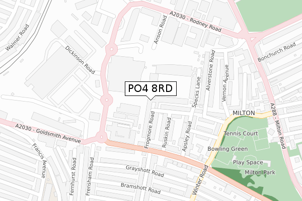 PO4 8RD map - large scale - OS Open Zoomstack (Ordnance Survey)