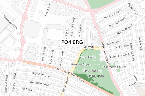 PO4 8RG map - large scale - OS Open Zoomstack (Ordnance Survey)