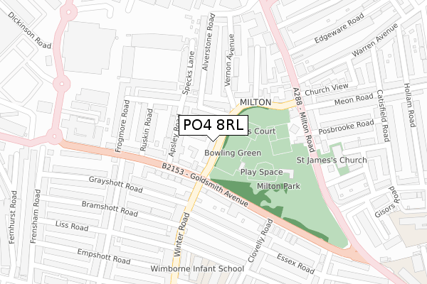 PO4 8RL map - large scale - OS Open Zoomstack (Ordnance Survey)