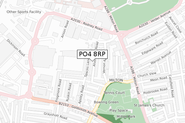 PO4 8RP map - large scale - OS Open Zoomstack (Ordnance Survey)