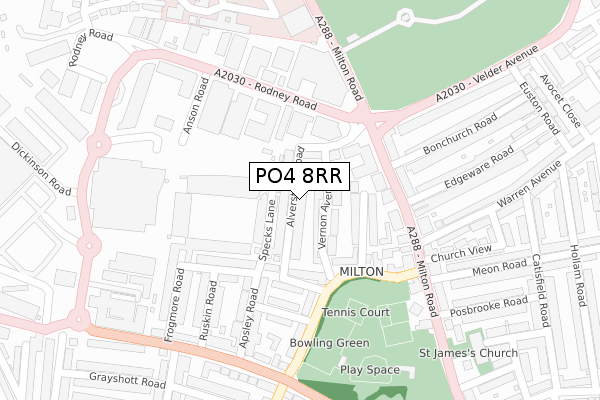 PO4 8RR map - large scale - OS Open Zoomstack (Ordnance Survey)