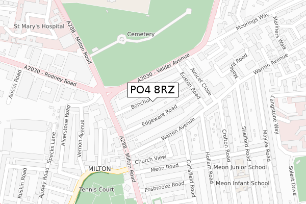 PO4 8RZ map - large scale - OS Open Zoomstack (Ordnance Survey)