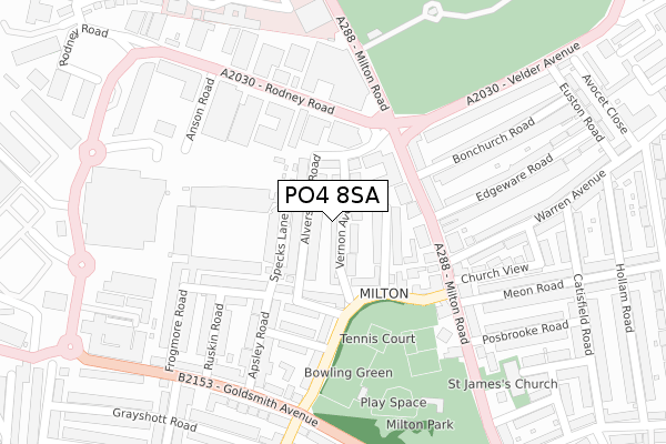 PO4 8SA map - large scale - OS Open Zoomstack (Ordnance Survey)