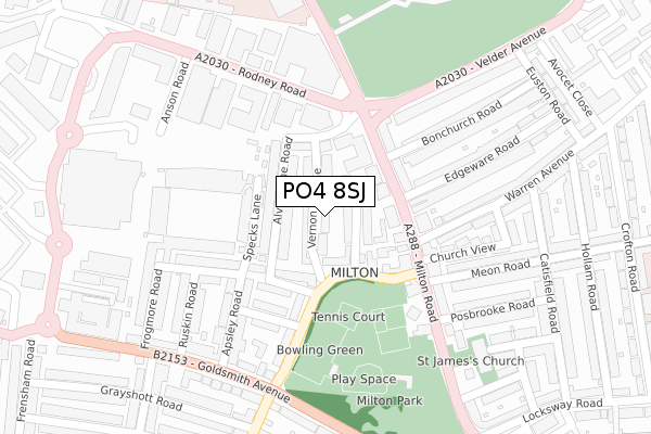 PO4 8SJ map - large scale - OS Open Zoomstack (Ordnance Survey)