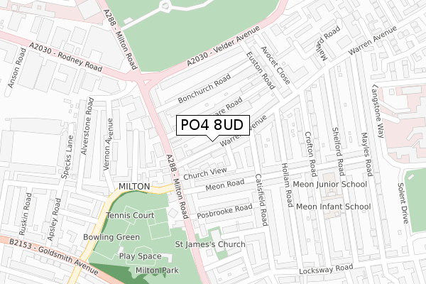 PO4 8UD map - large scale - OS Open Zoomstack (Ordnance Survey)