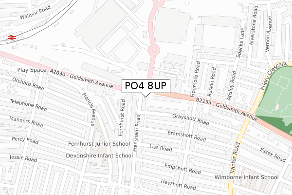 PO4 8UP map - large scale - OS Open Zoomstack (Ordnance Survey)