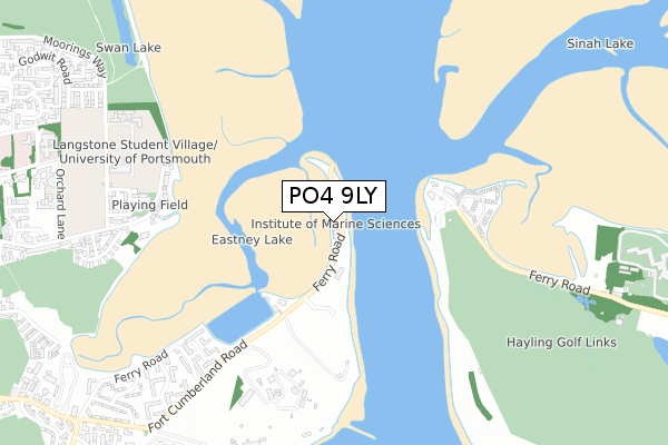 PO4 9LY map - small scale - OS Open Zoomstack (Ordnance Survey)