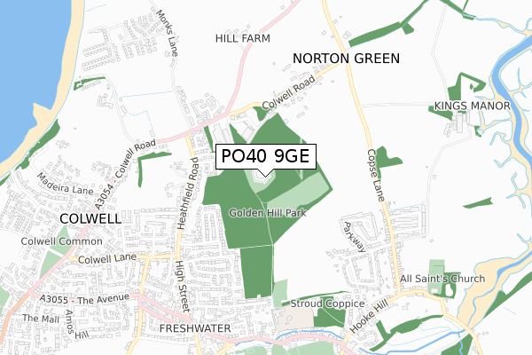 PO40 9GE map - small scale - OS Open Zoomstack (Ordnance Survey)