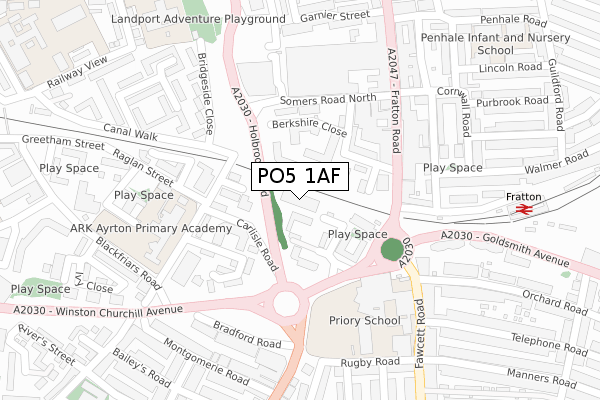 PO5 1AF map - large scale - OS Open Zoomstack (Ordnance Survey)