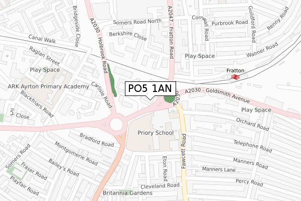 PO5 1AN map - large scale - OS Open Zoomstack (Ordnance Survey)