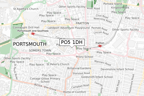 PO5 1DH map - small scale - OS Open Zoomstack (Ordnance Survey)