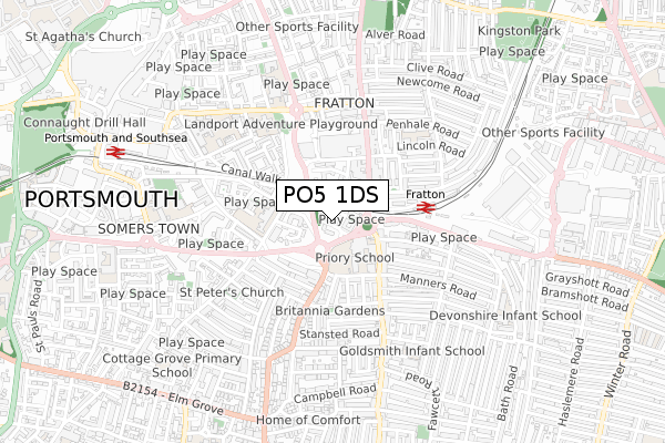 PO5 1DS map - small scale - OS Open Zoomstack (Ordnance Survey)