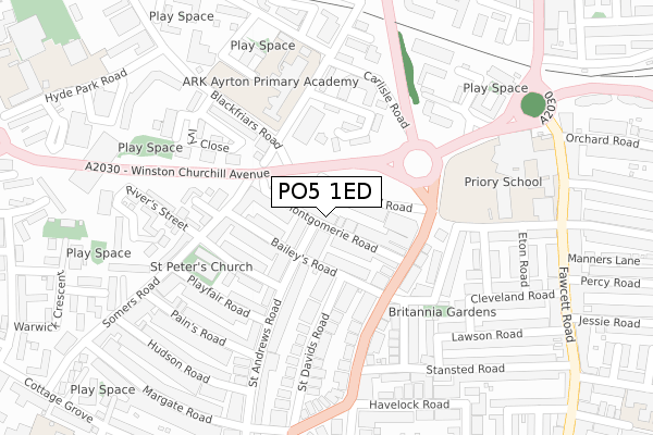 PO5 1ED map - large scale - OS Open Zoomstack (Ordnance Survey)