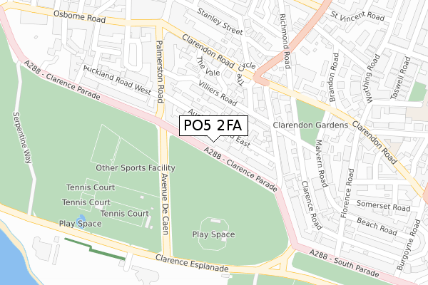 PO5 2FA map - large scale - OS Open Zoomstack (Ordnance Survey)