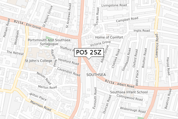 PO5 2SZ map - large scale - OS Open Zoomstack (Ordnance Survey)