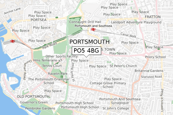 PO5 4BG map - small scale - OS Open Zoomstack (Ordnance Survey)