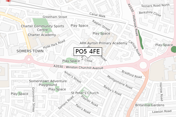 PO5 4FE map - large scale - OS Open Zoomstack (Ordnance Survey)