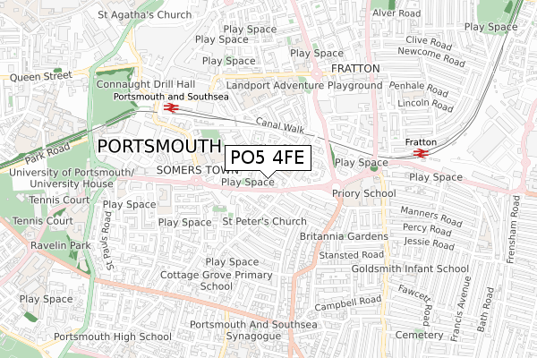 PO5 4FE map - small scale - OS Open Zoomstack (Ordnance Survey)