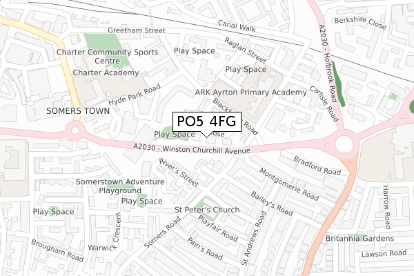 PO5 4FG map - large scale - OS Open Zoomstack (Ordnance Survey)