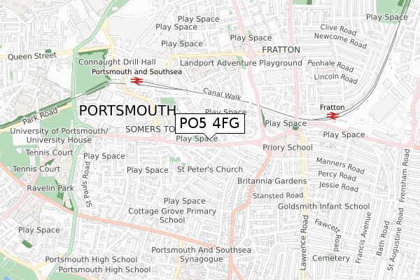 PO5 4FG map - small scale - OS Open Zoomstack (Ordnance Survey)