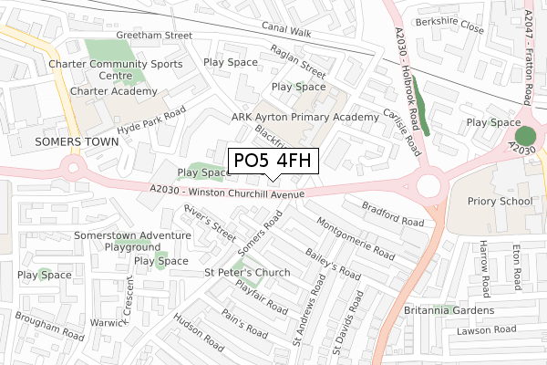 PO5 4FH map - large scale - OS Open Zoomstack (Ordnance Survey)