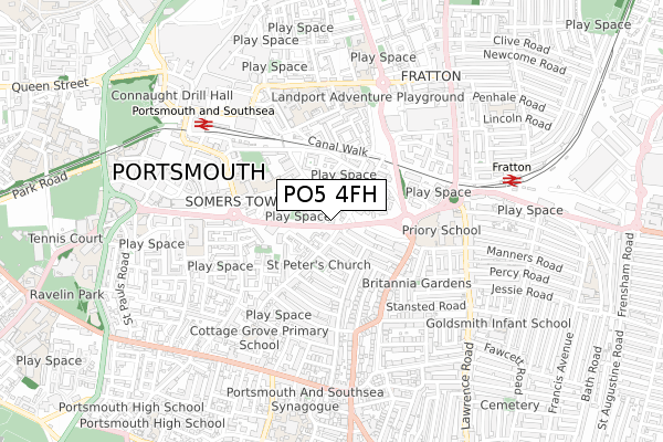 PO5 4FH map - small scale - OS Open Zoomstack (Ordnance Survey)