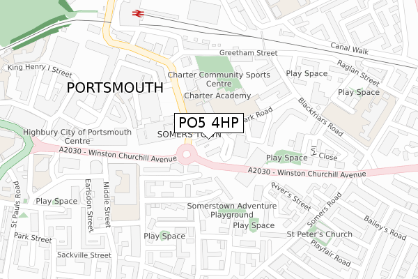 PO5 4HP map - large scale - OS Open Zoomstack (Ordnance Survey)