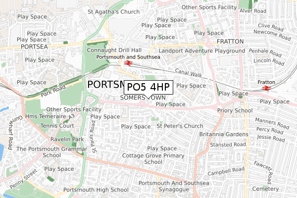 PO5 4HP map - small scale - OS Open Zoomstack (Ordnance Survey)