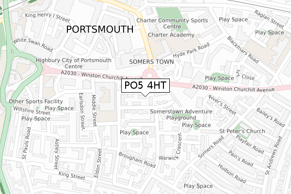 PO5 4HT map - large scale - OS Open Zoomstack (Ordnance Survey)