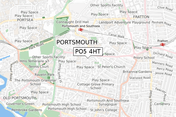 PO5 4HT map - small scale - OS Open Zoomstack (Ordnance Survey)